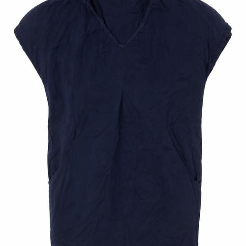 Ghost London Women's Blue V-Neck Dress Short Sleeve