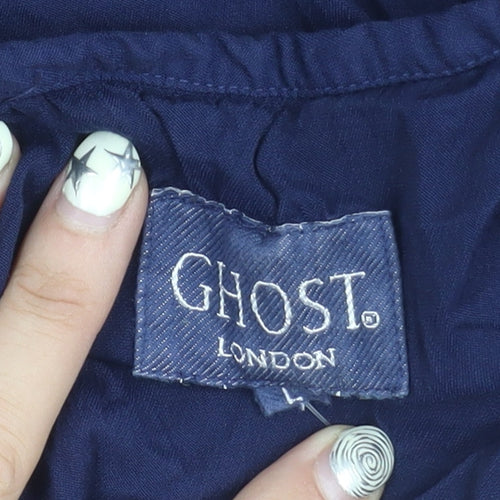Ghost London Women's Blue V-Neck Dress Short Sleeve