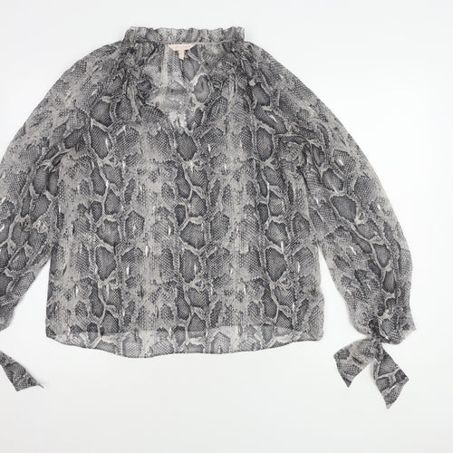 Rebecca Taylor Women’s Grey Silk Long Sleeve Blouse