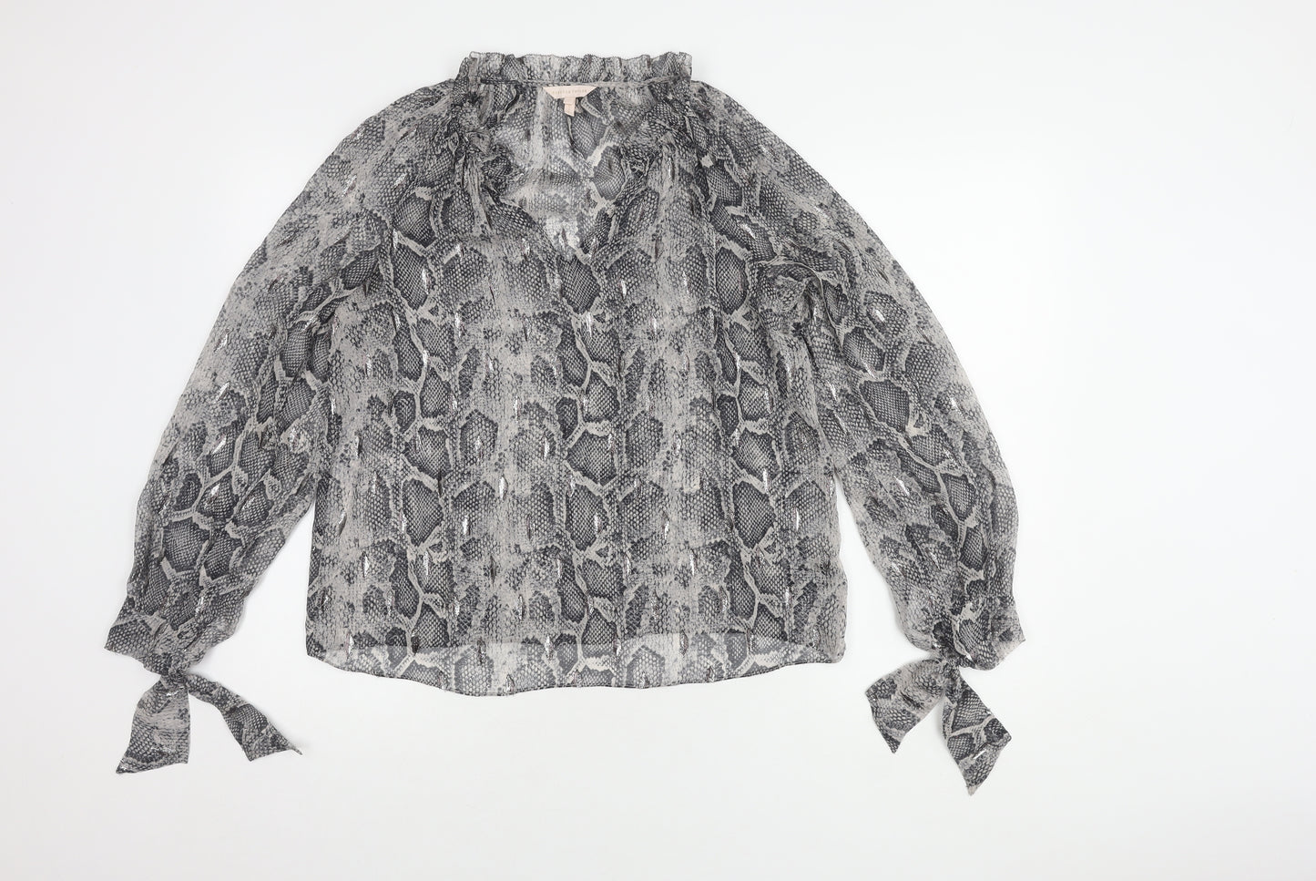 Rebecca Taylor Women’s Grey Silk Long Sleeve Blouse