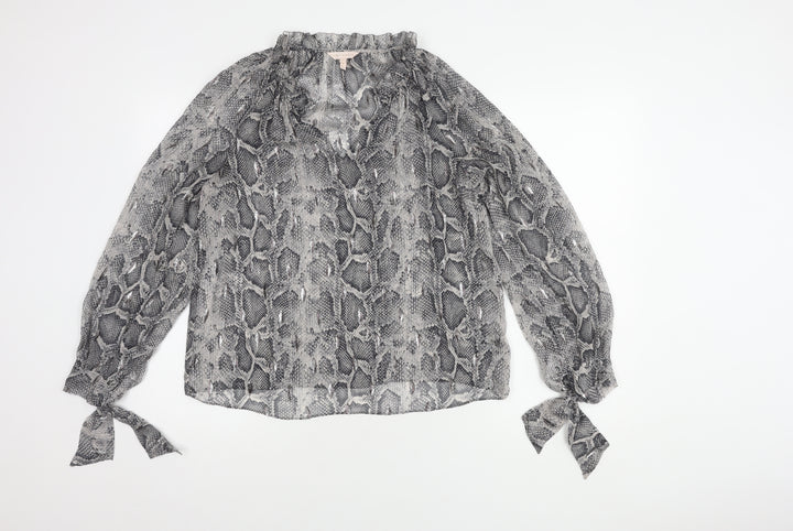 Rebecca Taylor Women’s Grey Silk Long Sleeve Blouse