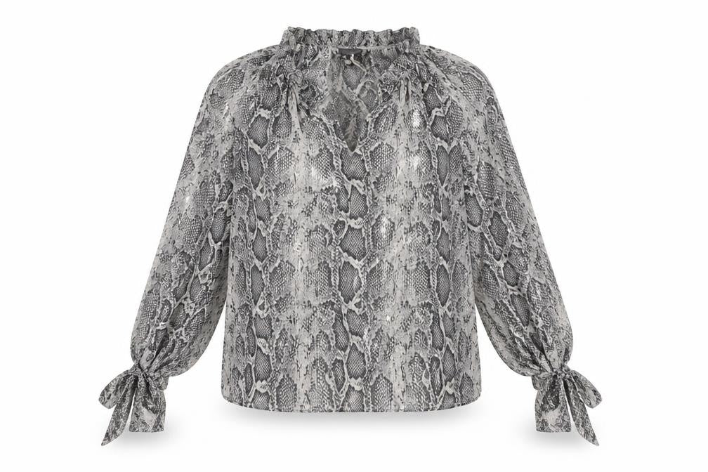Rebecca Taylor Women’s Grey Silk Long Sleeve Blouse