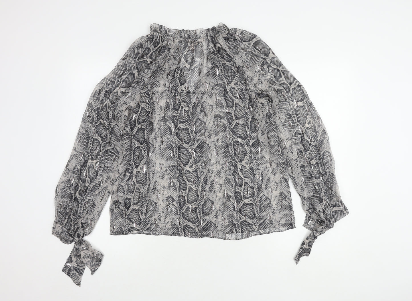 Rebecca Taylor Women’s Grey Silk Long Sleeve Blouse