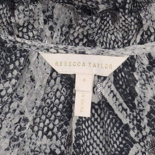 Rebecca Taylor Women’s Grey Silk Long Sleeve Blouse