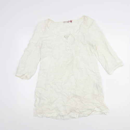 White Stuff Women's White Linen Dress, Size 12