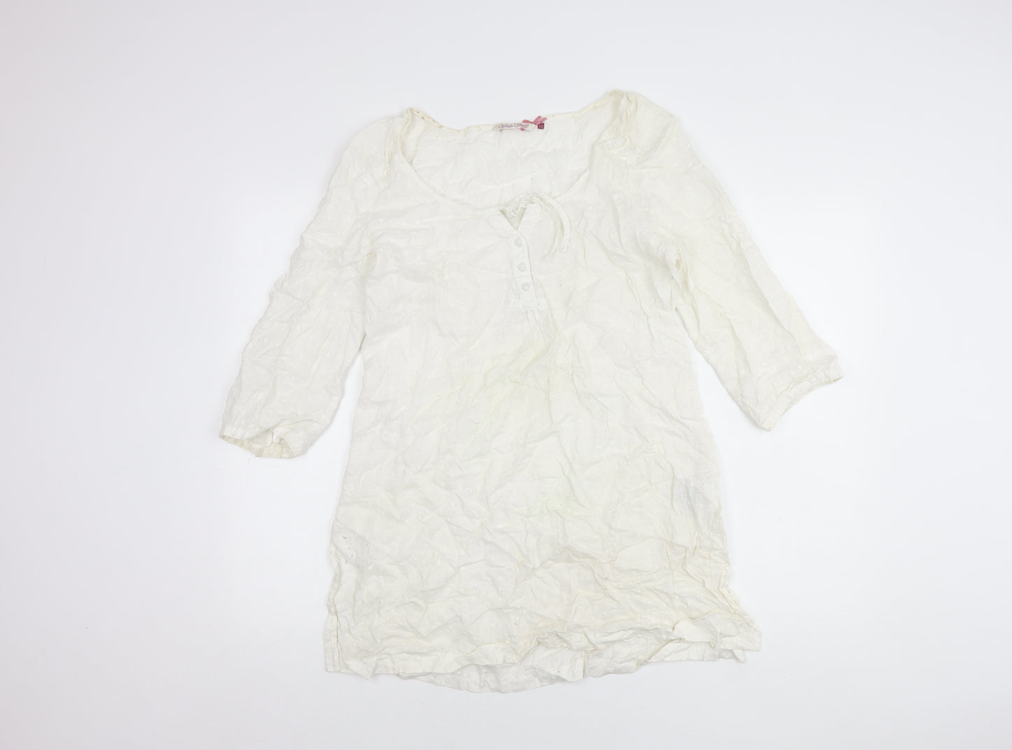 White Stuff Women's White Linen Dress, Size 12