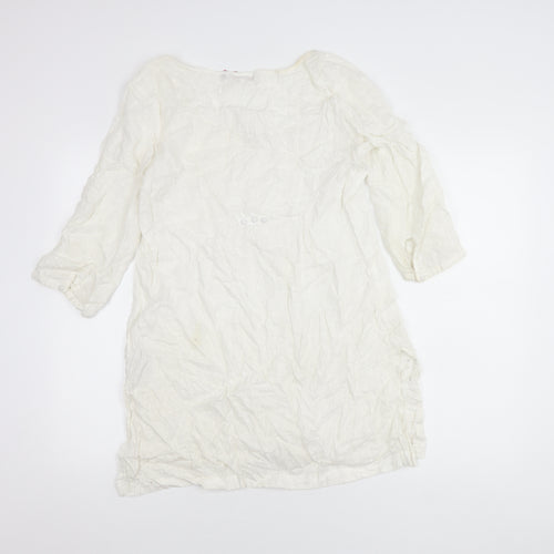 White Stuff Women's White Linen Dress, Size 12