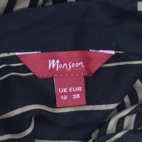 Monsoon Women's Black Striped V-Neck Dress Size 10