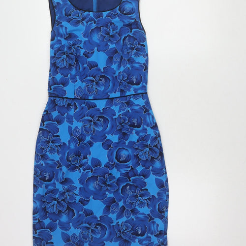 Oasis Women's Blue Floral Sheath Dress, Size 8