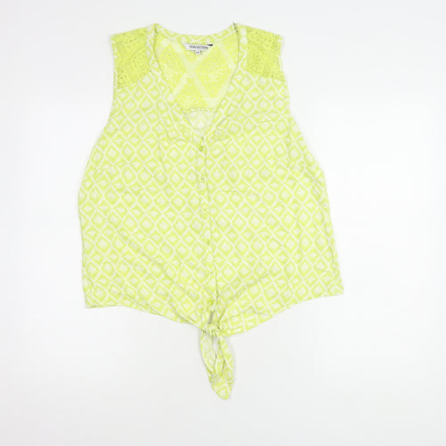 Debenhams Women's Green Geometric Lace Blouse, Size 14