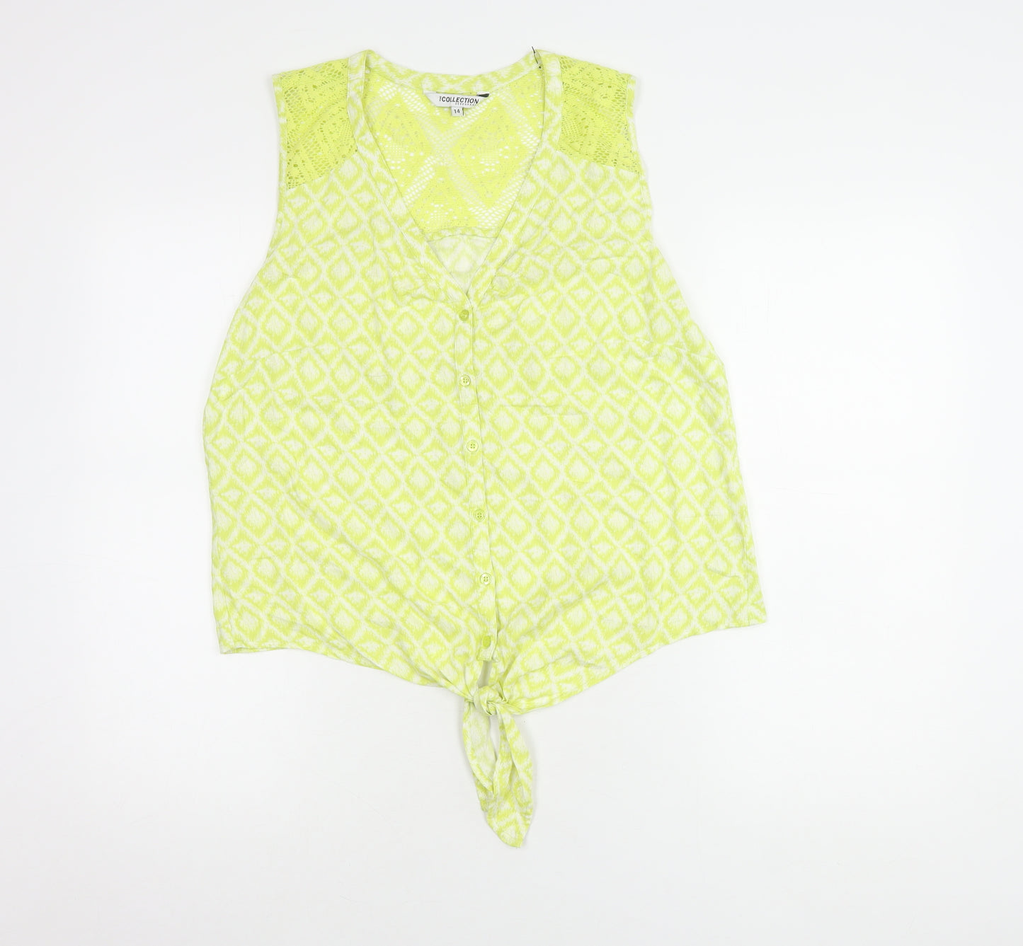 Debenhams Women's Green Geometric Lace Blouse, Size 14