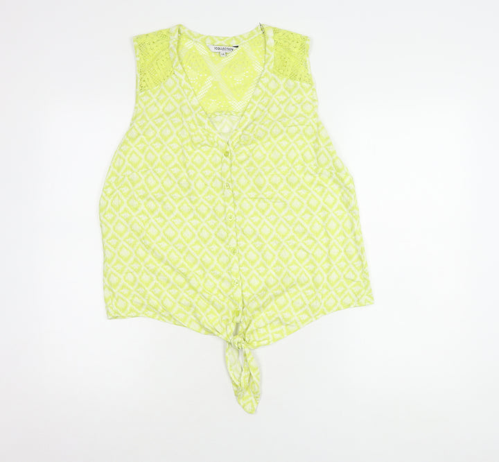 Debenhams Women's Green Geometric Lace Blouse, Size 14