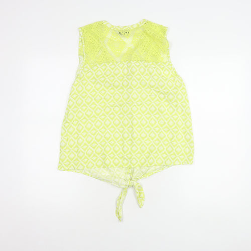 Debenhams Women's Green Geometric Lace Blouse, Size 14
