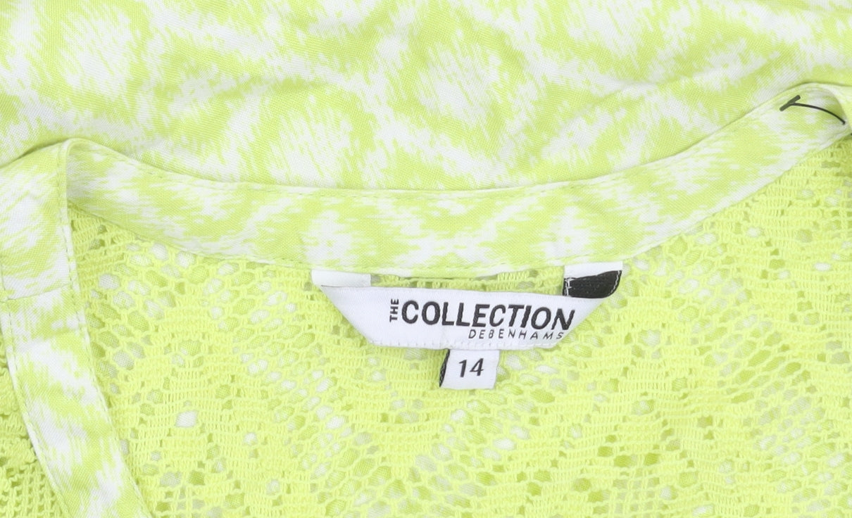 Debenhams Women's Green Geometric Lace Blouse, Size 14