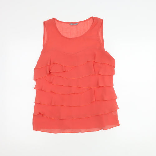 Per Una Women's Red Ruffle Tank Top Size 10