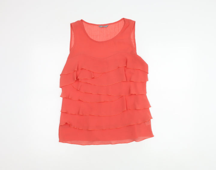 Per Una Women's Red Ruffle Tank Top Size 10