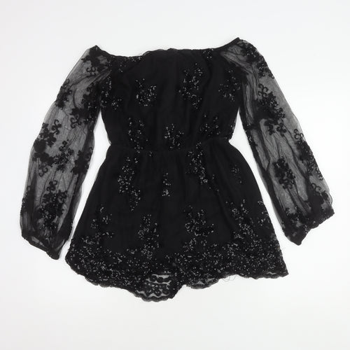 Love & Other Things Women Black L Sequin Party Dress