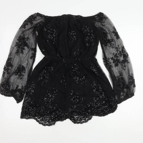Love & Other Things Women Black L Sequin Party Dress