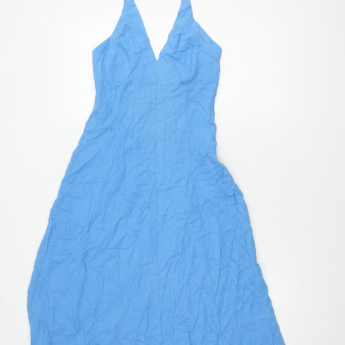 Zara Women's Blue Halter Maxi Dress Size S Casual