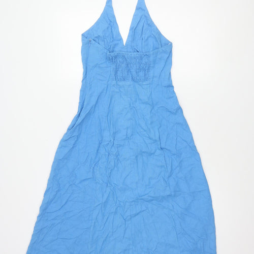 Zara Women's Blue Halter Maxi Dress Size S Casual