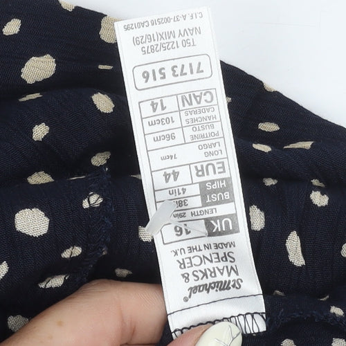 Marks and Spencer A-Line Blue Polka Dot Dress, Size 16, Women