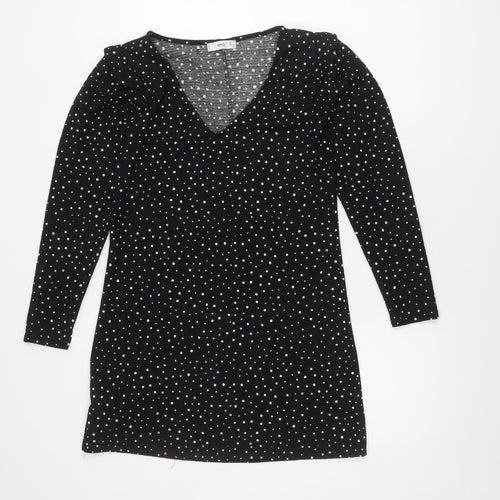 MNG Women's XS Black Polka Dot Jersey Dress