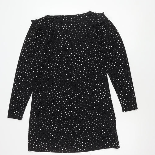 MNG Women's XS Black Polka Dot Jersey Dress