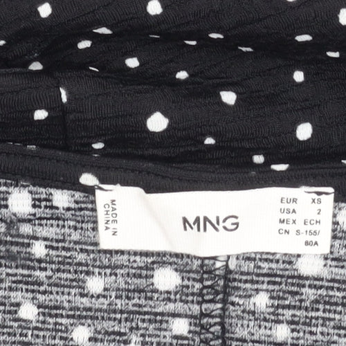 MNG Women's XS Black Polka Dot Jersey Dress