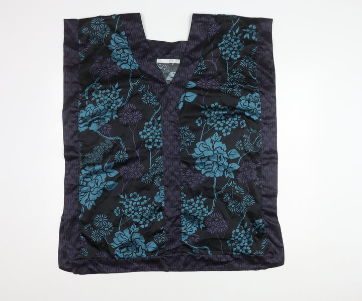 TRF Women’s Floral Sleeveless Top, M, Black and Blue