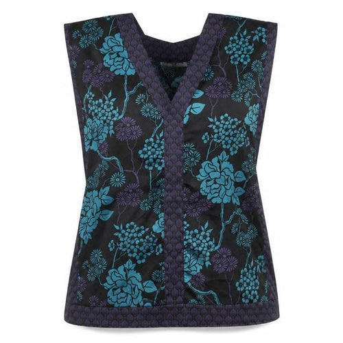 TRF Women’s Floral Sleeveless Top, M, Black and Blue