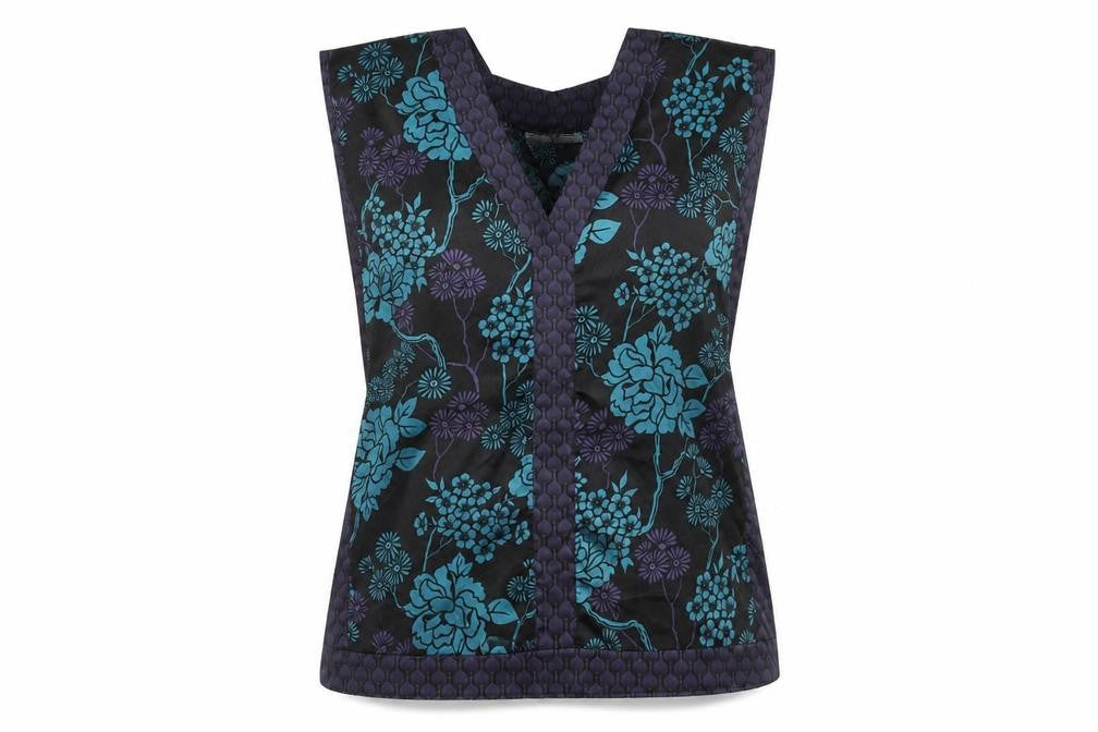 TRF Women’s Floral Sleeveless Top, M, Black and Blue