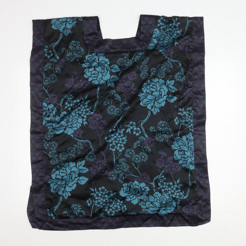TRF Women’s Floral Sleeveless Top, M, Black and Blue