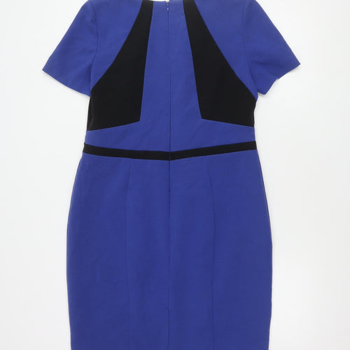 Marks and Spencer Women's Blue Sheath Dress - Size 14