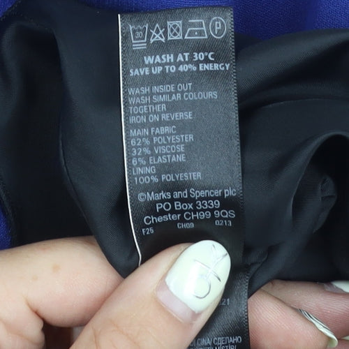 Marks and Spencer Women's Blue Sheath Dress - Size 14