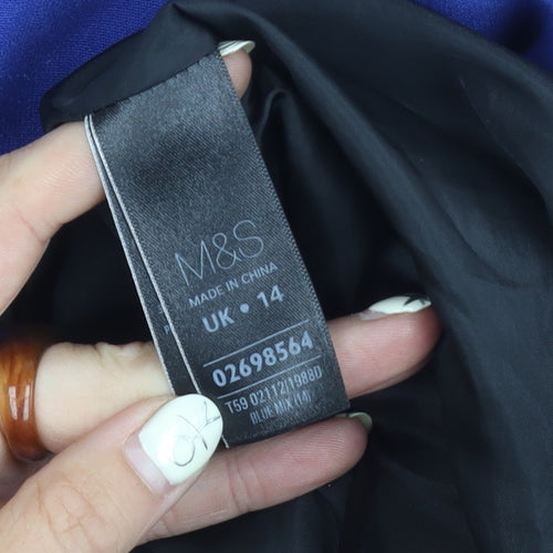 Marks and Spencer Women's Blue Sheath Dress - Size 14