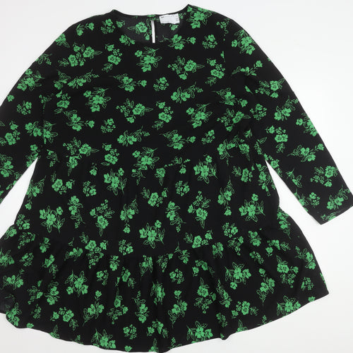 ASOS DESIGN Women's Floral Dress Size 18 Black/Green