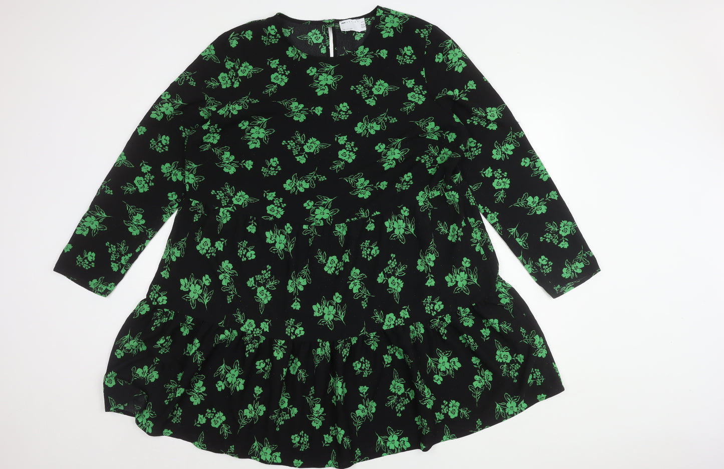ASOS DESIGN Women's Floral Dress Size 18 Black/Green
