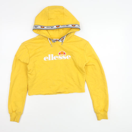 Ellesse Girls Yellow Logo Pullover Hoodie 2XS