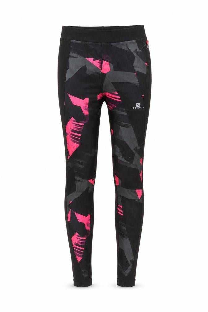 Front view of Decathlon Kids Compression Leggings - Black/Multicoloured, S