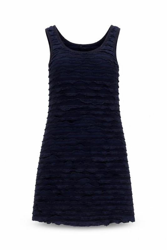 Front view of AX Paris Blue Sleeveless Women’s Casual Striped Dress