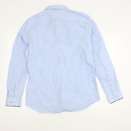 H&M Men's Blue Slim Fit Long Sleeve Shirt L