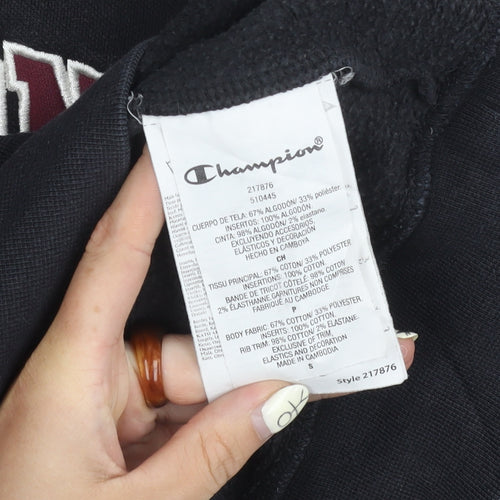 Champion Men's Black Small Pullover Hoodie - Logo Style