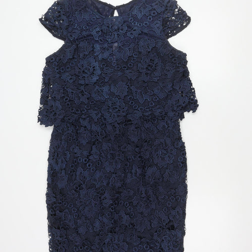 Lipsy Women's Blue Lace Dress, Size 14