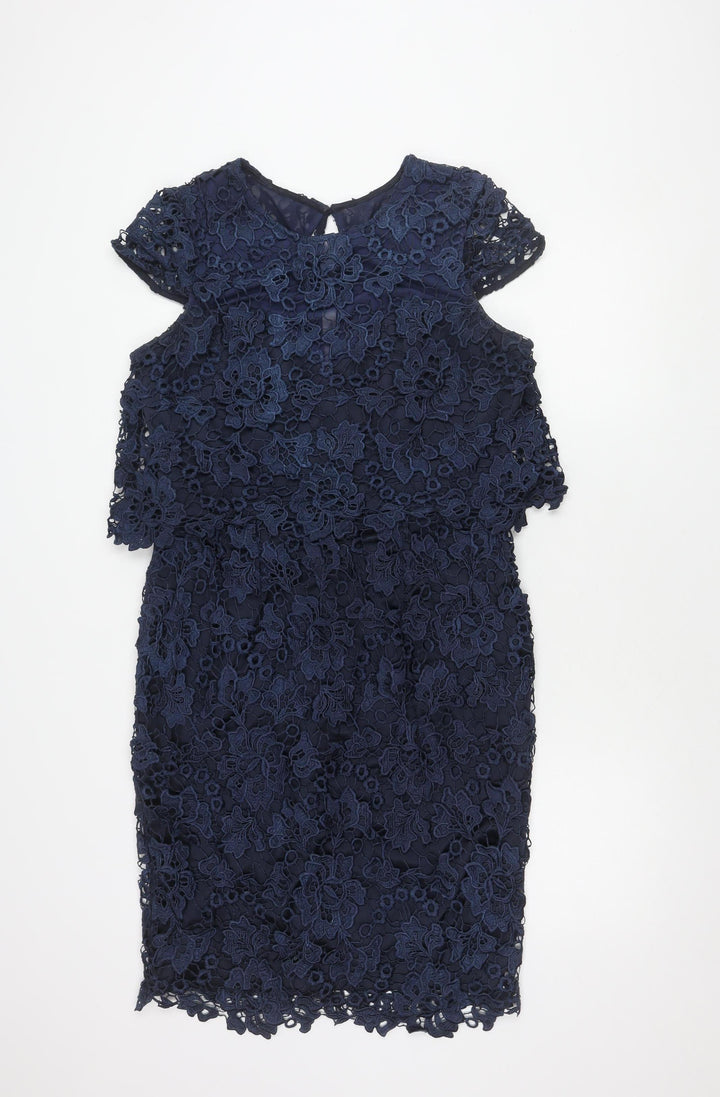 Lipsy Women's Blue Lace Dress, Size 14