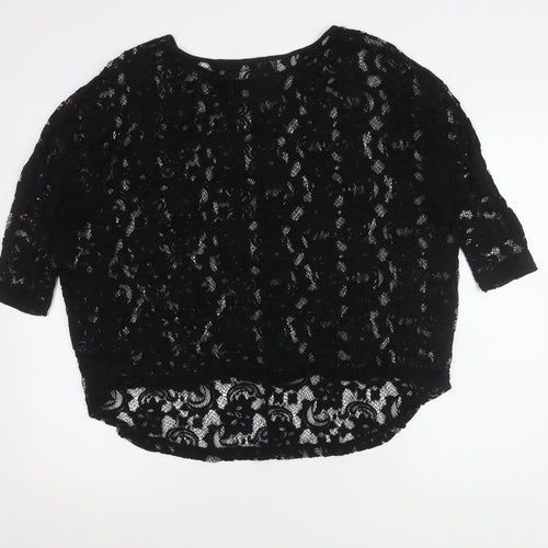 VILA Clothes Women's Black Lace Blouse L