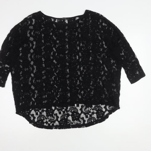 VILA Clothes Women's Black Lace Blouse L