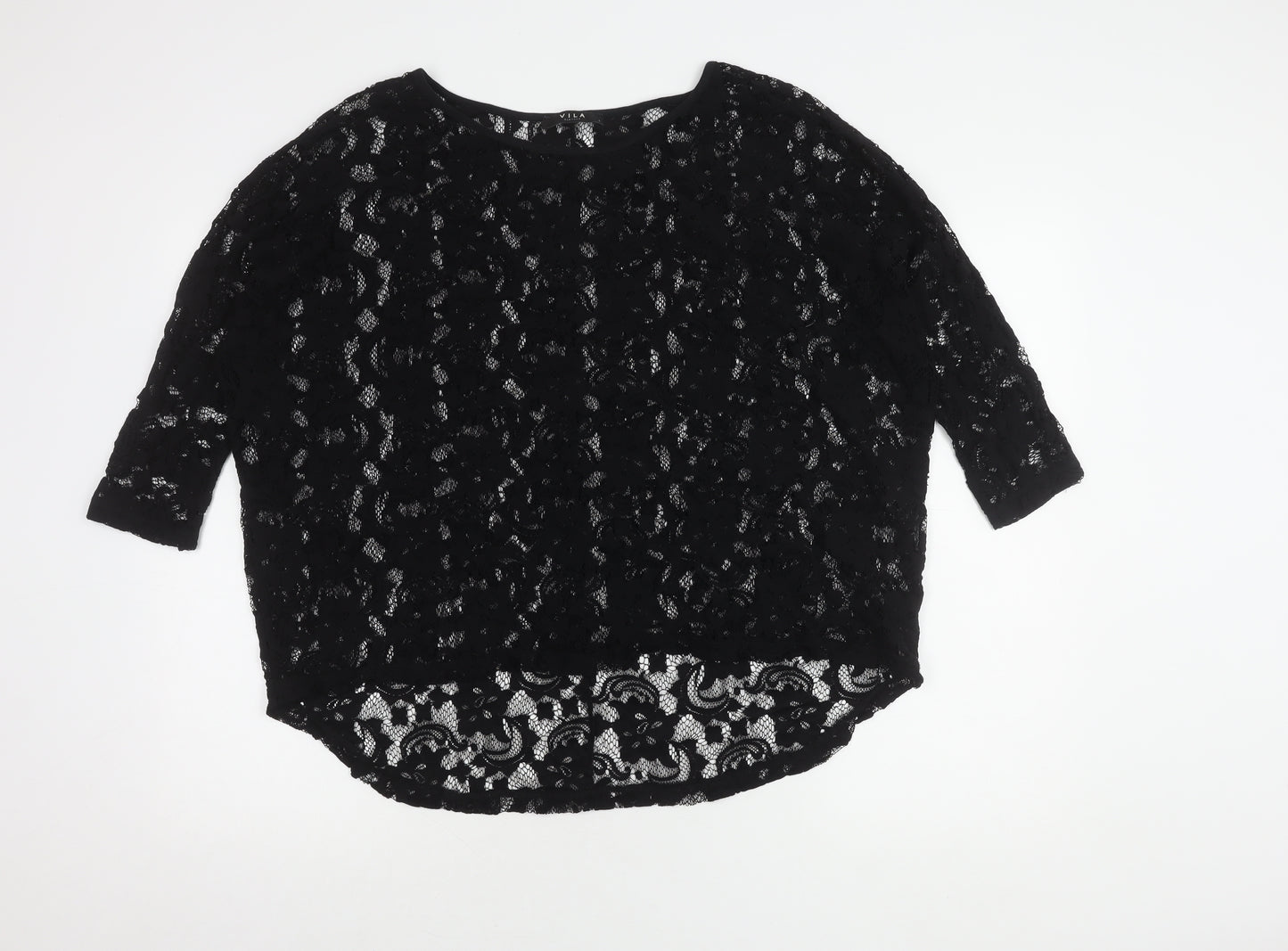VILA Clothes Women's Black Lace Blouse L