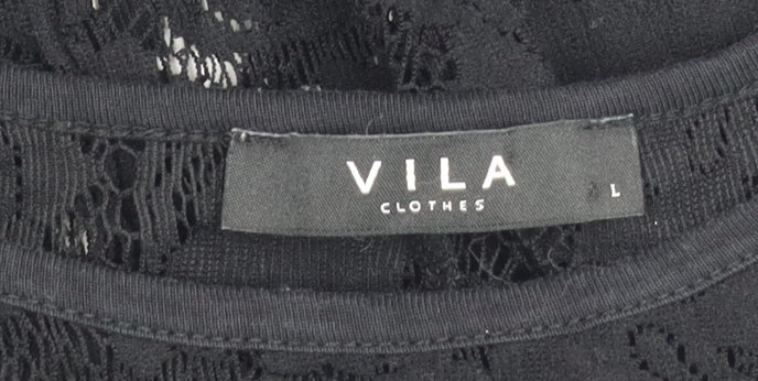 VILA Clothes Women's Black Lace Blouse L