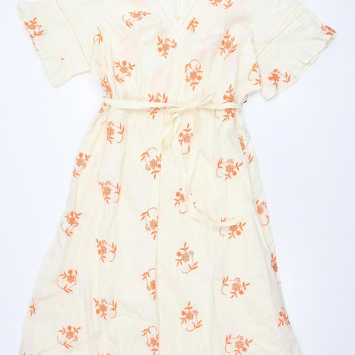 Marks and Spencer Women Ivory Floral Long Dress Size 22