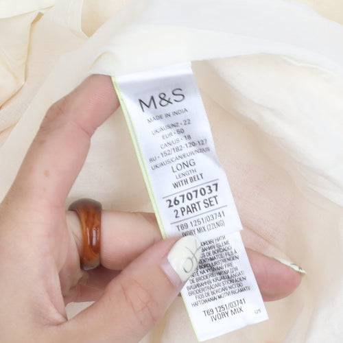 Marks and Spencer Women Ivory Floral Long Dress Size 22